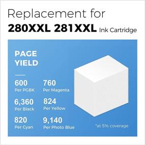 img 1 attached to 🖨 myCartridge 6-Pack Compatible Ink Cartridge Replacement for Canon 280 281XXL: High-Quality Print Solution for Canon PIXMA TS8120 TS8220 TS9120 (Black Cyan Magenta Yellow Photo Blue)