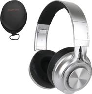 🎧 powerlocus p3 bluetooth headphones over-ear, 40h playtime, bluetooth 5.0, hi-fi stereo, foldable, deep bass, mic - silver logo