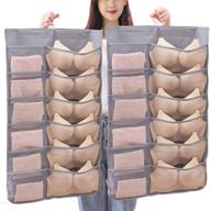 🧺 efficient 2 pack dual sided wall closet organizer with 36 mesh pockets - ideal for storing underwear, bras, socks, and more! логотип