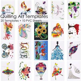 img 3 attached to 🎨 Rancco 20-Pack Quilling Paper Stencils + 10-Pack PVC Sheets - A4 Quilling Art Template Paper for Filigree Patterns and Origami - Wall Art Filigree Template