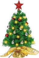 🎄 joiedomi 23” prelit tabletop christmas tree: 100 branch tips, diy kits, red star treetop & ornaments - gold cloth bag included! логотип