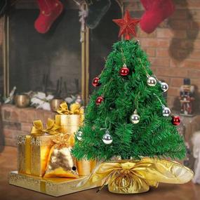 img 1 attached to 🎄 Joiedomi 23” Prelit Tabletop Christmas Tree: 100 Branch Tips, DIY Kits, Red Star Treetop & Ornaments - Gold Cloth Bag Included!