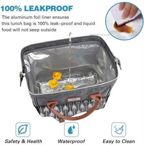 img 3 attached to Grey Lekesky Insulated Lunch Bag for Women, Leakproof and Reusable Cooler Bag for Adult Outdoor Work – Lunch Box