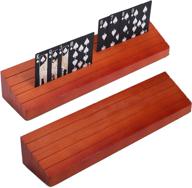 🃏 yesland 2 pack wooden playing card holder - efficient tray rack organizer for bridge canasta strategy card playing логотип