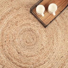 img 3 attached to 🌿 Natural Hand Woven Jute Area Rug: 6ft Round, Eco Friendly & Reversible for Bedroom and Living Room