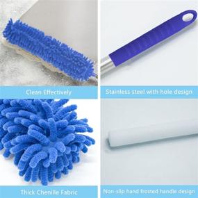 img 1 attached to Telescoping Microfiber Duster with 100 Inch Extension Pole - Reusable, Washable, Bendable Feather Duster for Ceiling Fans and More