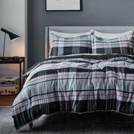 🛏️ комплект комфортеров bedsure plaid queen - каркас черно-серый для мужчин - включает 2 наволочки - размер queen (88"×88") логотип