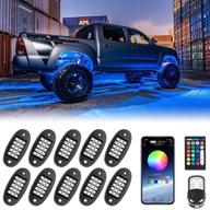 enhance your ride with mustwin rgb led rock lights, 150 leds multicolor neon underglow waterproof music lighting kit - app & rf control (10 pods) logo