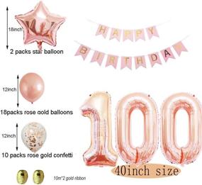 img 2 attached to 🎉 Rose Gold 100th Birthday Party Decorations Supplies Set - Ideal for Women, Men, and Adults - Includes Gold Metallic Foil Curtain, Confetti Balloons, and Latex Balloons for Photo Booth, Table, and Wall Backdrop