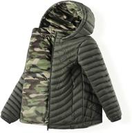 🧥 qlz boys down puffer jacket, double-sided camouflage coat for ages 4-15 years logo