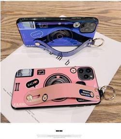 img 2 attached to 📸 Aulzaju Girls Women iPhone 12 Case - Stylish Bling Camera Design with Wrist Strap and Kickstand