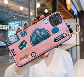 img 1 attached to 📸 Aulzaju Girls Women iPhone 12 Case - Stylish Bling Camera Design with Wrist Strap and Kickstand