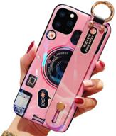 📸 aulzaju girls women iphone 12 case - stylish bling camera design with wrist strap and kickstand logo