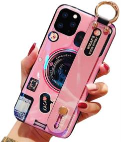 img 4 attached to 📸 Aulzaju Girls Women iPhone 12 Case - Stylish Bling Camera Design with Wrist Strap and Kickstand