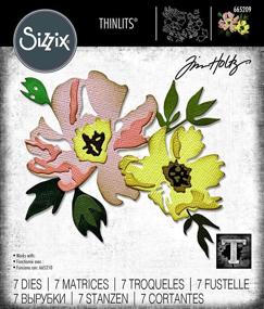 img 1 attached to 🌸 Sizzix Thinlits Die 665209 Brushstroke Flowers #1 by Tim Holtz, 7 Pack - Multicolor