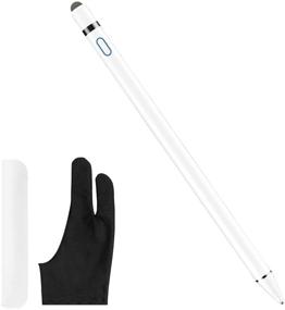 img 4 attached to 🖊️ XIRON Rechargeable Stylus Pen for Touch Screens - Fine Point Digital Pencil Compatible with iPad, iPhone, and More - High Precision and Bonus Glove Included (White)