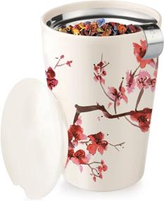 img 1 attached to 🍵 Ceramic Tea Infuser Cup - Tea Forte Kati Cup Cherry Blossoms: Steep Loose Leaf Tea with Infuser Basket and Lid