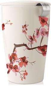 img 4 attached to 🍵 Ceramic Tea Infuser Cup - Tea Forte Kati Cup Cherry Blossoms: Steep Loose Leaf Tea with Infuser Basket and Lid