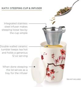 img 3 attached to 🍵 Ceramic Tea Infuser Cup - Tea Forte Kati Cup Cherry Blossoms: Steep Loose Leaf Tea with Infuser Basket and Lid