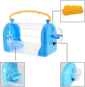 img 3 attached to 🏠 Portable Hamster Cage with Water Bottle and Food Bowl - Ideal Travel Carrier for African Miniature Rabbit, Chinchilla, Squirrel, and Mouse - Includes Nylon Strap