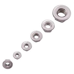 img 1 attached to 🔩 High-Quality #10-24 inch Serrated Flange Hex Lock Nuts (50 Pack) - 304 18-8 Stainless Steel, Bright Finish