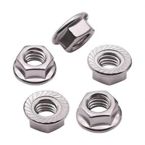 img 4 attached to 🔩 High-Quality #10-24 inch Serrated Flange Hex Lock Nuts (50 Pack) - 304 18-8 Stainless Steel, Bright Finish