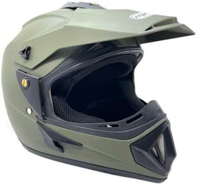 img 2 attached to Off Road MX ATV Dirt Bike Motocross UTV Helmet - Military Green (Medium) with included goggles