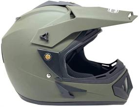 img 1 attached to Off Road MX ATV Dirt Bike Motocross UTV Helmet - Military Green (Medium) with included goggles