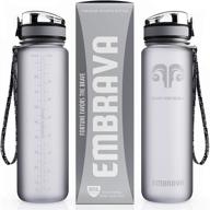 embrava best sports water bottle - 32oz large - fast flow, flip top leak proof lid - bpa free & eco-friendly tritan co-polyester plastic logo