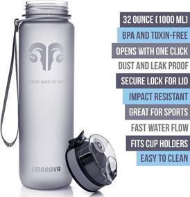 img 3 attached to Embrava Best Sports Water Bottle - 32oz Large - Fast Flow, Flip Top Leak Proof Lid - BPA Free & Eco-Friendly Tritan Co-Polyester Plastic