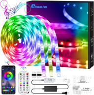ehomful 40ft led strip lights – color changing light strip with music sync, app control & remote, 5050 rgb led lights with built-in mic, smart bedroom room tv party diy decoration logo