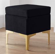 🪑 ornavo home madison modern contemporary square velvet upholstered ottoman with gold metal legs - black, ideal as a vanity chair logo