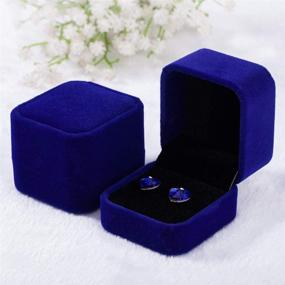 img 2 attached to 🎁 2-Pack Dark Blue Velvet Ring Boxes - Jewelry Case for Rings, Earrings, and Pendants - Ideal Gift Boxes for Ring Earrings - Jewellery Display