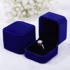 img 4 attached to 🎁 2-Pack Dark Blue Velvet Ring Boxes - Jewelry Case for Rings, Earrings, and Pendants - Ideal Gift Boxes for Ring Earrings - Jewellery Display