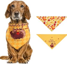 img 1 attached to 🐶 Thanksgiving Dog Bandana Set - Reversible Triangle Scarf for Medium to Large Dogs (2 Pcs)