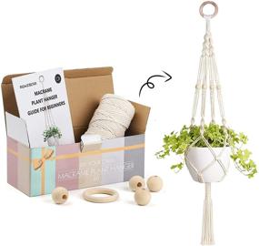 img 4 attached to Beginner's Guide: DIY Macrame Plant Hanger Kit with 100m Cords, Beads, and Manual for Macrame Wall Hanging Decoration