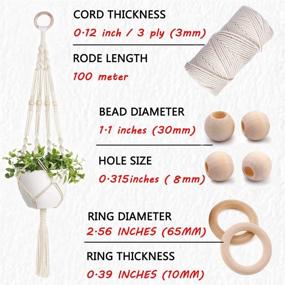 img 2 attached to Beginner's Guide: DIY Macrame Plant Hanger Kit with 100m Cords, Beads, and Manual for Macrame Wall Hanging Decoration