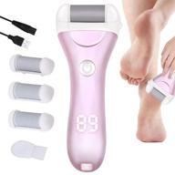 👣 bompow hard skin remover electric foot scrubber with 3 roller heads - pink pedicure file for cracked heels and dead skin logo