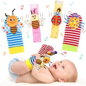 img 4 attached to 🐞 Wrist Rattles Foot Finder Rattle Sock Baby Toddler Toy Set - Arm Hand Bracelet Rattle & Feet Leg Ankle Socks - Activity Rattle Gift for Newborn Infant Babies - Boy Girl Bebe (4 Bugs)