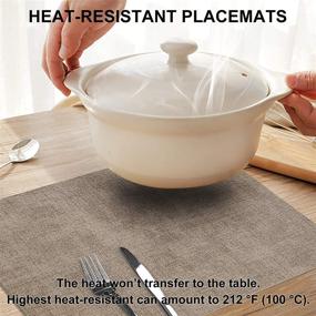 img 3 attached to 🏠 Homing Faux Leather Heat Resistant Placemats Set of 6 – Waterproof Wipeable Dining PU Place Mats for Indoor & Outdoor, Easy to Clean - Camel