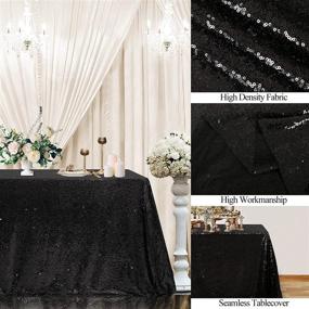 img 3 attached to Sparkling Black Sequin Tablecloth for Party Decor