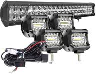 🚚 keenaxis led light bar: 20 inch 126w 5d spot flood combo beam + 4pcs 4 inch 60w led pods - ideal for trucks, atvs, utvs, suvs, jeeps, boats - complete with wiring harness! logo