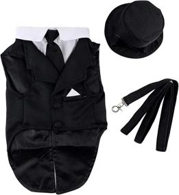 img 4 attached to 🐶 Stylish Midlee Dog Tuxedo Wedding Suit - Complete with Black Top Hat & Leash for a Pawsome Celebration!