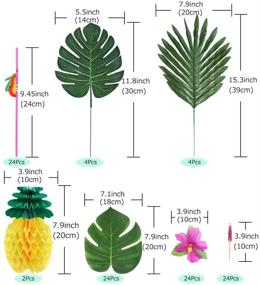 img 2 attached to 🌺 Auihiay 107-Piece Hawaiian Tropical Party Decoration Set | Hawaiian Table Skirt, Palm Leaves, Luau Flowers, Tissue Pineapple, Umbrellas, and 3D Fruit Straws | Perfect for Island Theme Party Decorations