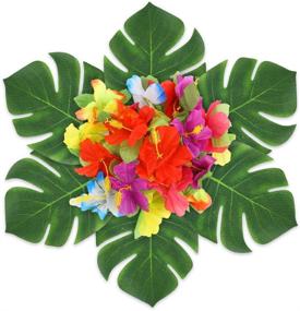 img 1 attached to 🌺 Auihiay 107-Piece Hawaiian Tropical Party Decoration Set | Hawaiian Table Skirt, Palm Leaves, Luau Flowers, Tissue Pineapple, Umbrellas, and 3D Fruit Straws | Perfect for Island Theme Party Decorations