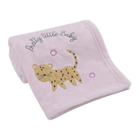img 4 attached to NoJo Sweet Jungle Friends Pink & Tan Cheetah Applique Baby Blanket – Soft & Adorable Blanket for Newborns in Pink and Tan