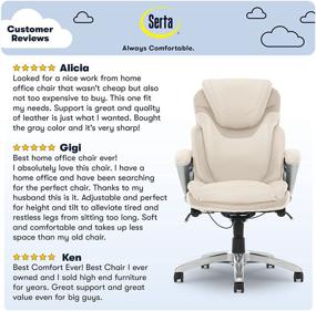 img 1 attached to 🪑 Serta AIR Health and Wellness Executive Office Chair, High Back Big and Tall Ergonomic with Lumbar Support, Task Swivel, Cream Bonded Leather