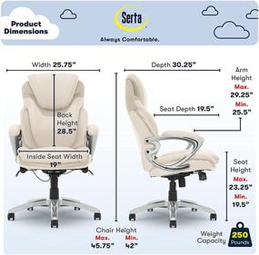 img 2 attached to 🪑 Serta AIR Health and Wellness Executive Office Chair, High Back Big and Tall Ergonomic with Lumbar Support, Task Swivel, Cream Bonded Leather