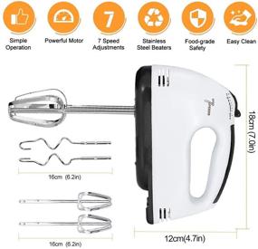 img 3 attached to HOLDPEAK 7-Speed Electric Hand Mixer with Turbo for Whipping, Mixing, and Baking: Egg Whites, Butter, Cakes, Dough, Batters, Jam, Cream