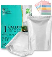 🛍️ 50 count 1 gallon mylar bags - heat sealable stand-up zipper pouches for long term food storage (10"x14", extra thick) логотип